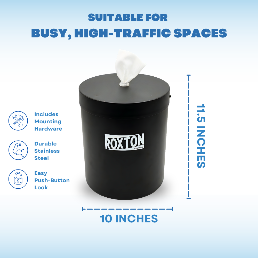 Stainless Steel Black Wall Mount Wipes Dispenser